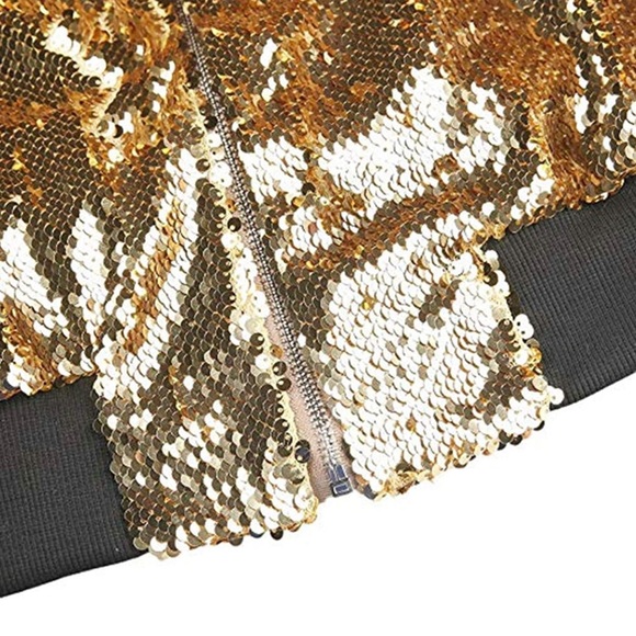 Gold sequin disco bomber jacket - Picture 2 of 8